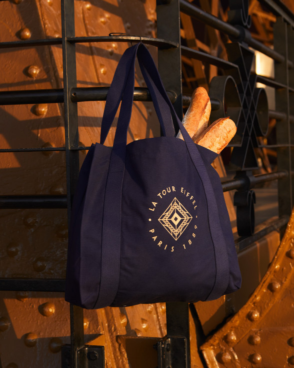 Navy Blue Signature Tote Bag - Official Eiffel Tower Store