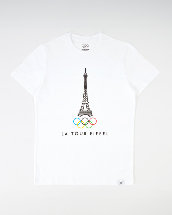 T-shirt blanc adulte tour Eiffel - Collection Olympique