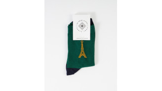 Navy green socks with Eiffel Tower