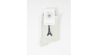 Silver sequined knee-high socks with Eiffel Tower