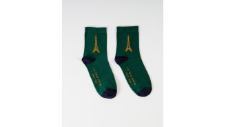 Navy green socks with Eiffel Tower