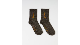 Chaussettes mi-bas Paillettes Noires avec la tour Eiffel