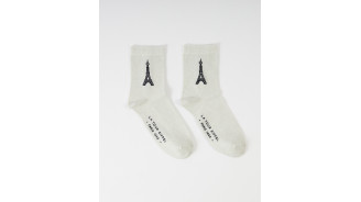 Silver sequined knee-high socks with Eiffel Tower