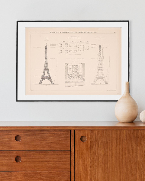 Affiche Elevation Ecru - Boutique tour Eiffel