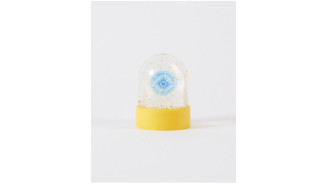 Yellow Mini Snow Globe with Eiffel Tower and Rainbow