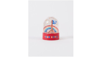 Red Mini Snow Globe with Eiffel Tower and Rainbow