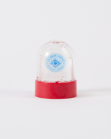 Red Mini Snow Globe with Eiffel Tower and Rainbow