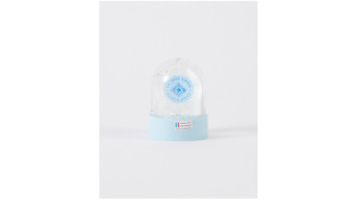 Light Blue Mini Snow Globe with Eiffel Tower and Rainbow