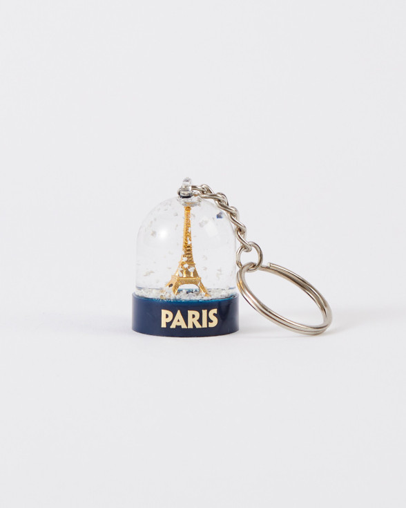 Keychain Snow Globe with Gold Eiffel Tower