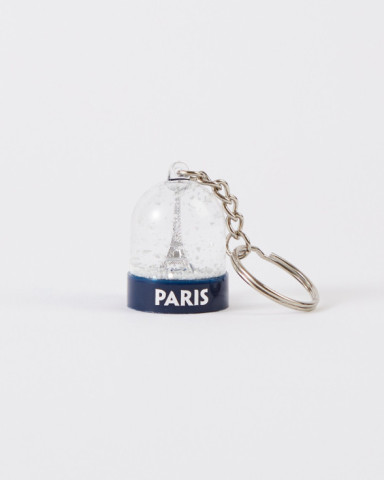 Keychain Snow Globe with Silver Eiffel Tower