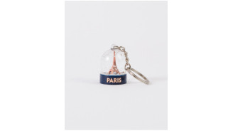 Keychain Snow Globe with Copper Eiffel Tower