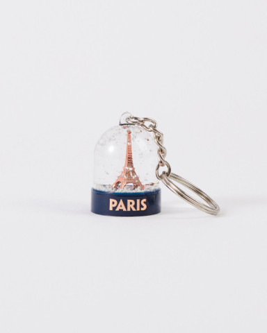 Keychain Snow Globe with Copper Eiffel Tower