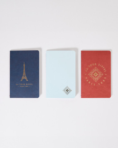 Navy Blue 10x16 notebook with the Eiffel Tower