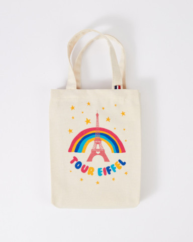 Tote Bag enfant Mini Arc en Ciel avec la tour Eiffel