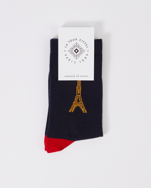 Navy Blue Socks with the Eiffel Tower