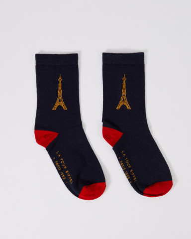 Navy Blue Socks with the Eiffel Tower