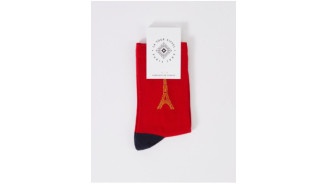 Chaussettes Rouge et Or avec la tour Eiffel