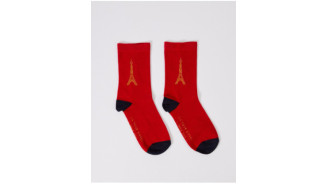 Red and Gold Socks with the Eiffel Tower