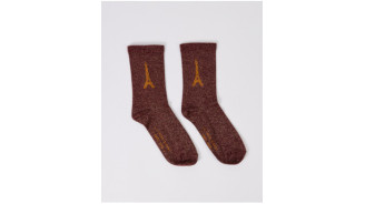 Burgundy Glittery Socks with the Eiffel Tower