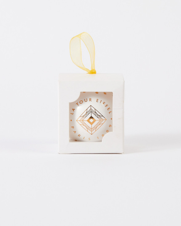 Eiffel Tower White and Gold Christmas Ornament