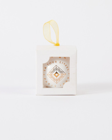 Eiffel Tower White and Gold Christmas Ornament