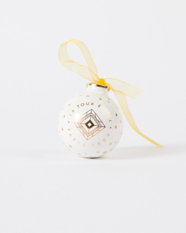 Eiffel Tower White and Gold Christmas Ornament