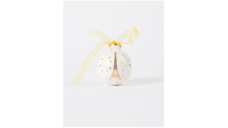 Eiffel Tower White and Gold Christmas Ornament